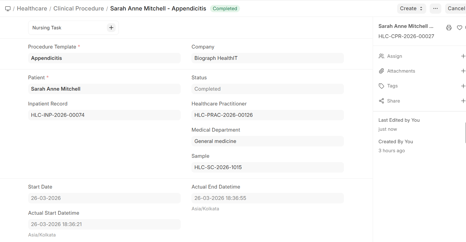 Clinical Procedure Completed