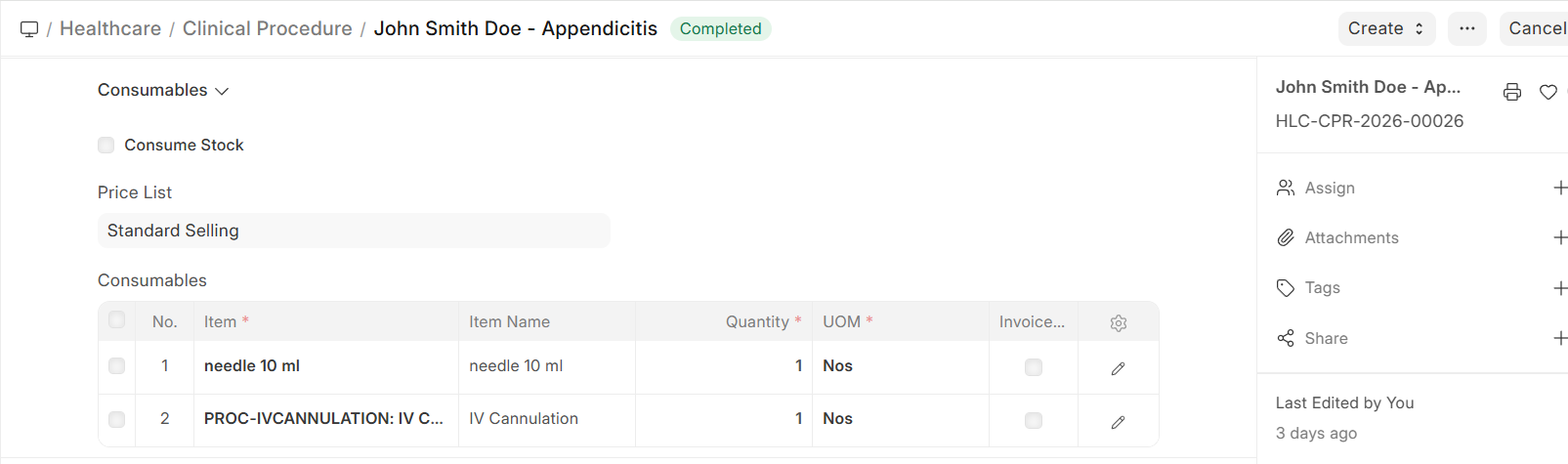 Clinical Procedure Consumables