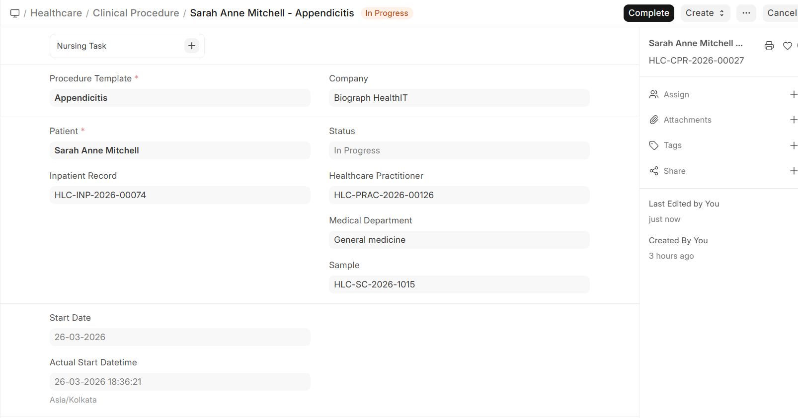 Clinical Procedure In Progress