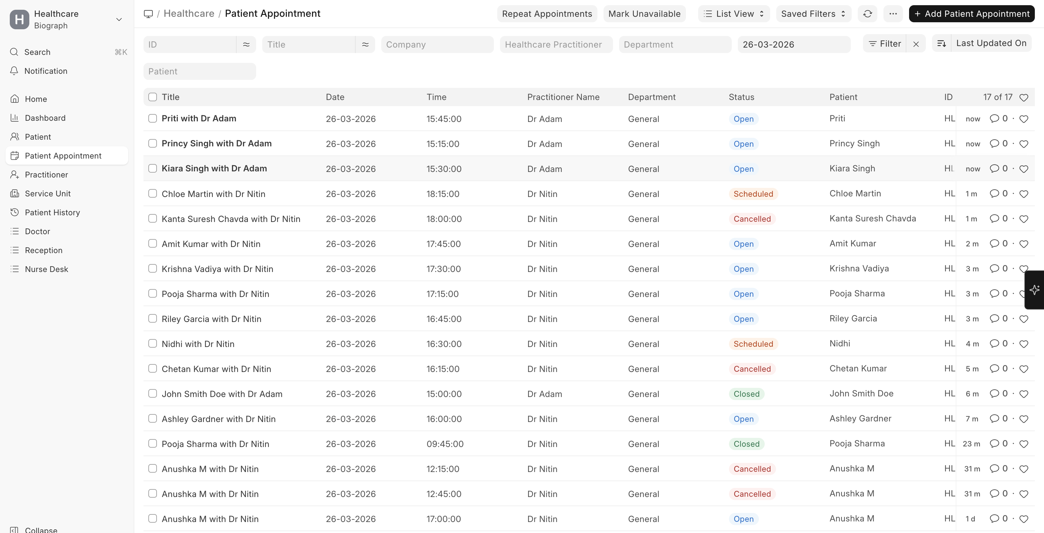 Appointment Status Workflow