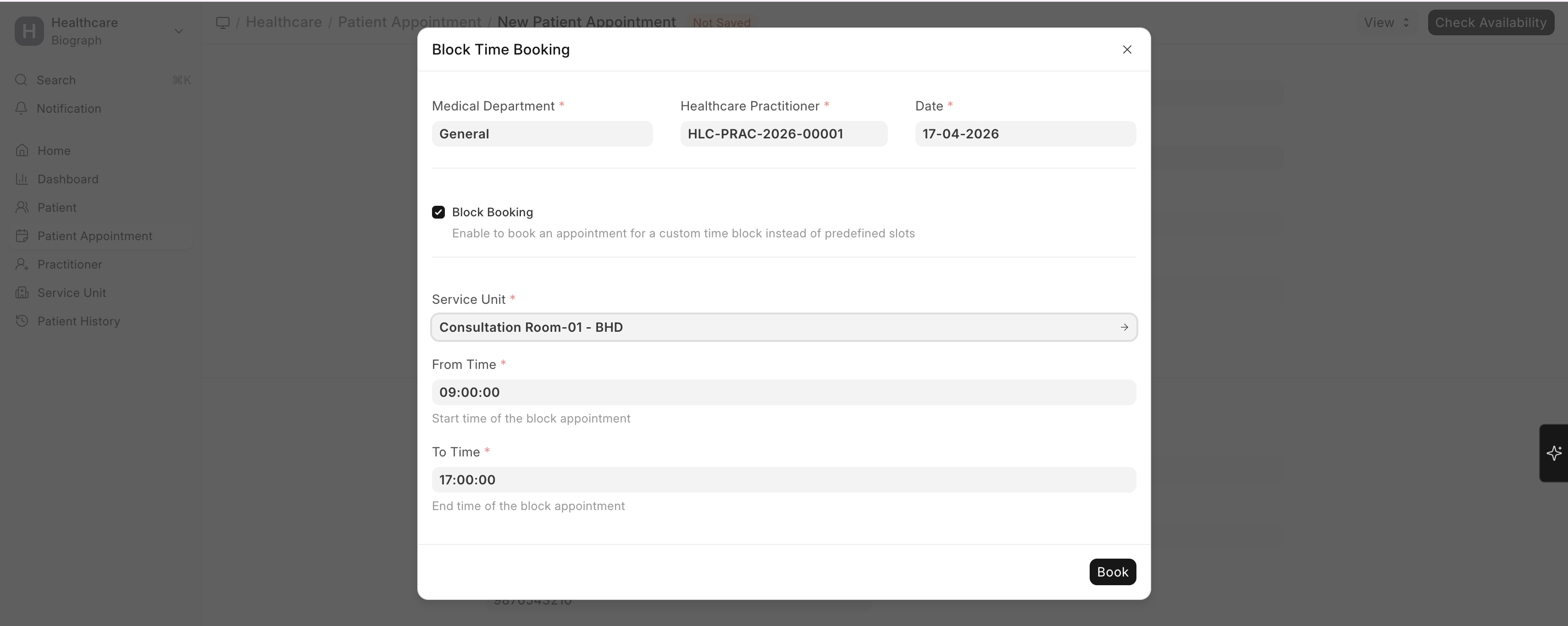 Block Booking Availability