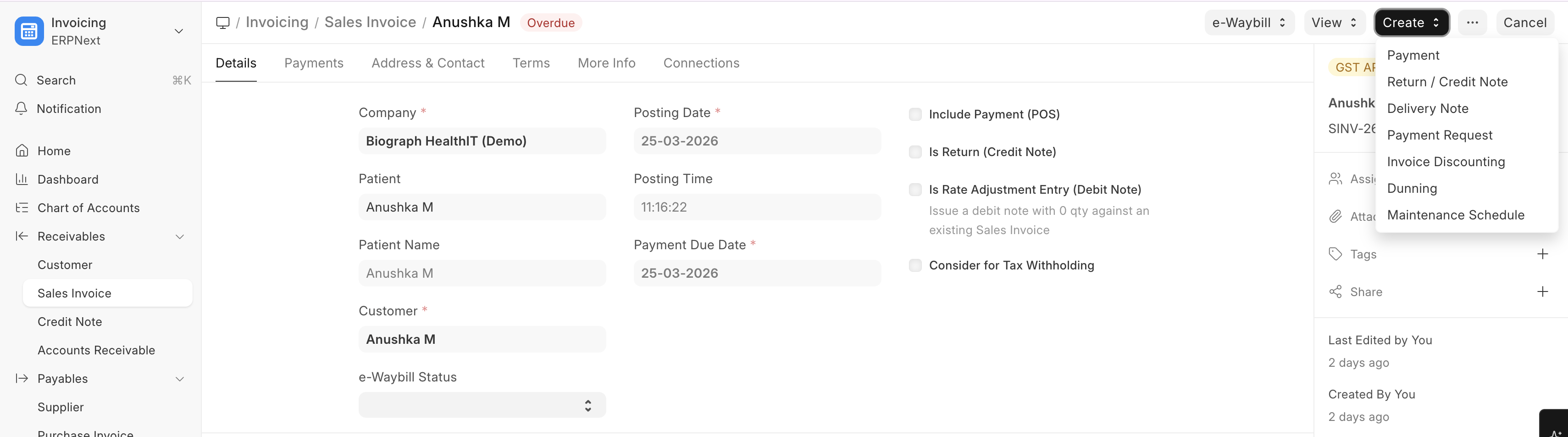 Payment from Sales Invoice
