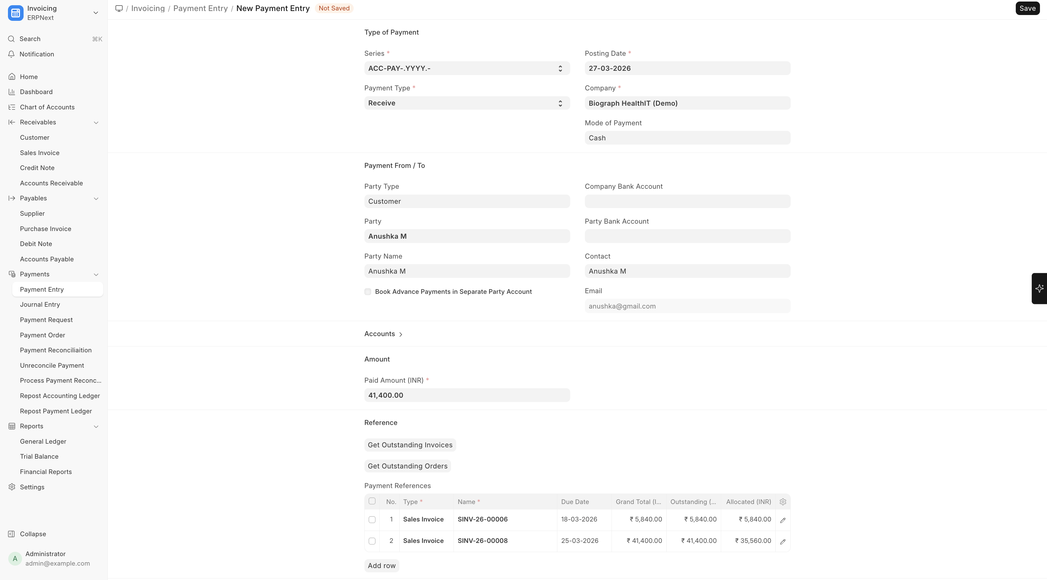 Payment from Sales Invoice2