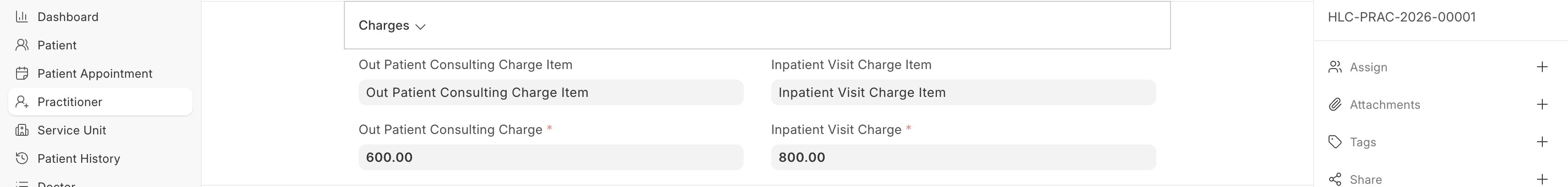 Practitioner Consultation Charges