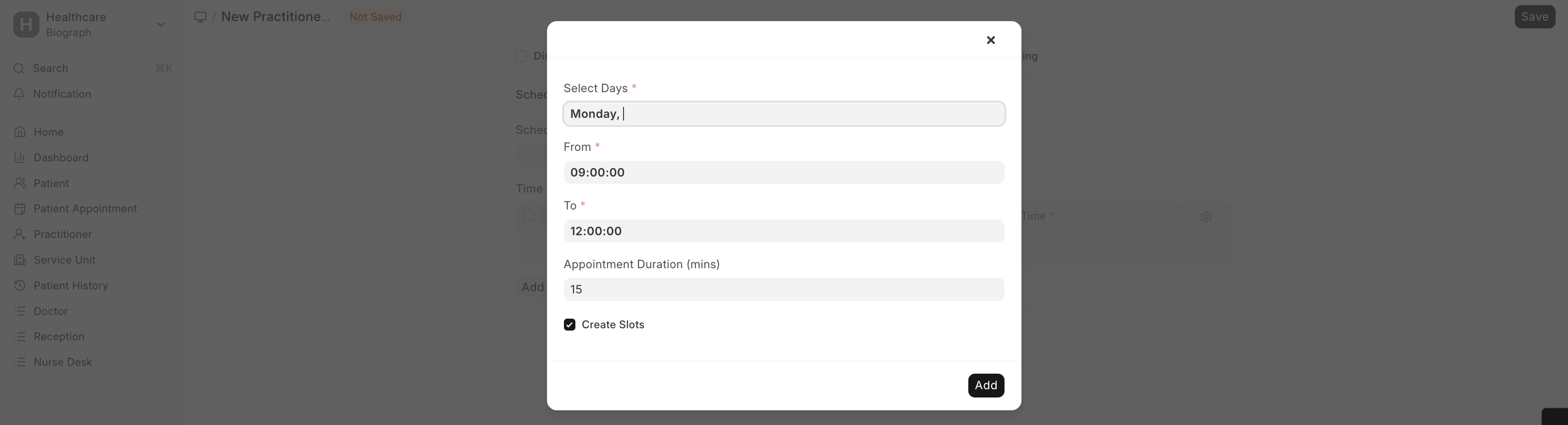 Practitioner Schedule